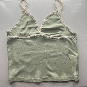 John Galt Green Bustier Lace Trim Tank Top